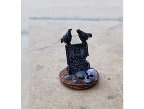 raven grave 28mm creepy dnd graveyard halloween marker miniature october ravens terrain token 3d print model - Mito3D