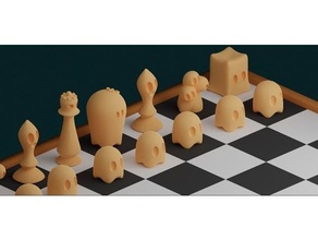 cute ghost chess set board game piecies halloween 3d print model - Mito3D