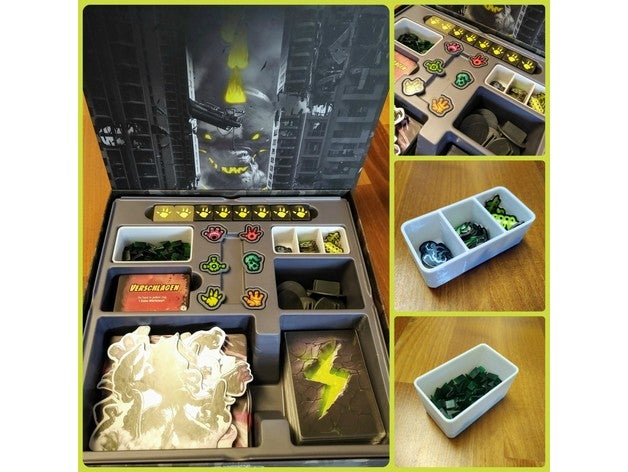 König Tokio dunkel Auflage Zeichen Boxen Brettspiel Brettspiele Brettspielinlay Einsätze Veranstalter Inlay einfügen kingoftokyo Box 3D print model - Mito3D