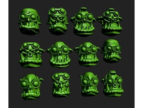 space orc goggle head add pack 40k miniature oldhammer orks retro scifi wargaming warhammer 3d print model - Mito3D