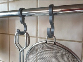 kitchen railings hook railing utensils pipe mount 3d print model - Mito3D
