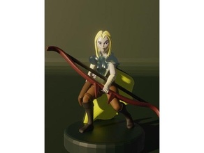 ranger femmina arciere frecce arco dnd mini miniatura puntello elfo umano cacciatore 3d print model - Mito3D