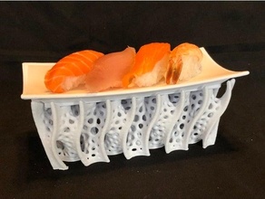 rectangular gyroid sushi serving tray coral dish food platter voronoi 3d print model - Mito3D