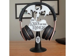 lord rings headphone stand earphones easy gift headphones headset hobbit holder lordoftherings lotr support smaug tolkien 3d print model - Mito3D