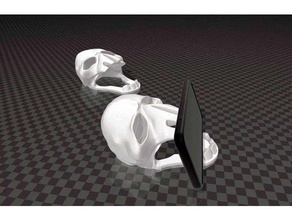 skull phone stand 3d print slash android art creation creative customized decoration dps5005 gadget game halloween holder iphone miniature support openscad ps5 toy toyota 3d print model - Mito3D