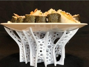 giroide travessa prato Comida servindo bandeja Voronoi 3d print model - Mito3D