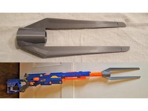 mando forked attachment nerf longstrike blaster 3d print model - Mito3D