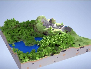 minecraft landscape coloured 3d print model - Mito3D