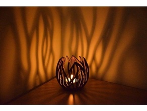 twinkling bloom tealight holder - procedural growth lighting math art 3d print model - Mito3D