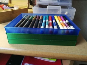 impilabile pencil box parametrico arte scatola openscad matita portamatite titolare supporto contenitore 3d print model - Mito3D