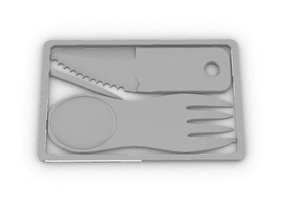 couverts - credit card knife & fork camping kitchen tool outdoor 3d print model - Mito3D