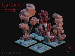 extraterrestre forêt dessin animé dnd fantaisie feuillage ouvert table jeu terrain guerre wargaming 3d print model - Mito3D