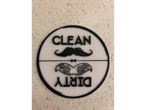 dishwasher clean sign mustaches dirty mustache 3d print model - Mito3D