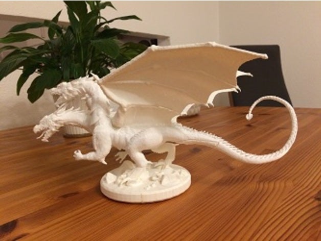 3 cabeças Dragão 3d impressão arte fantasia escultura 3D print model - Mito3D