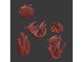 plantes marines morceaux bitz fantaisie poisson maritime miniature modèle océan plante paysage mer Fruit végétation 3d print model - Mito3D