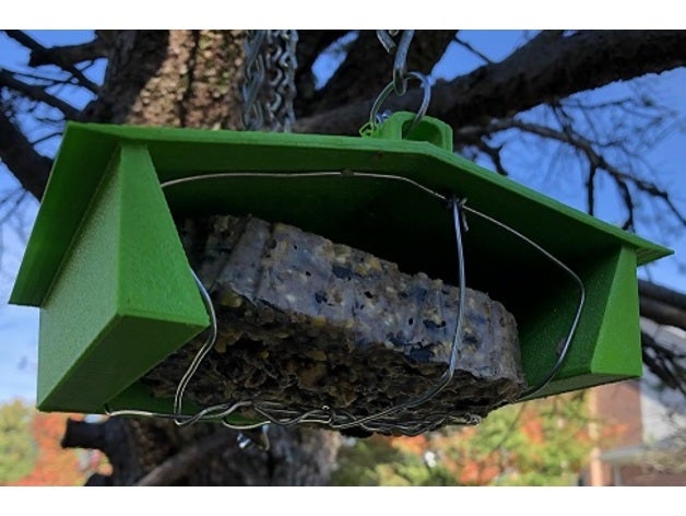 upside squirrel proof suet holder bird feeder birdfeeder 3D print model - Mito3D