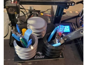 threaded organizer cup desk dice pencil holder pen spiral 3d print model - Mito3D