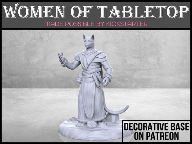 catfolk cleric - tabletop miniature dnd dungeons dragons fantasy female game gaming girl humanoid mini roleplay rpg woman women 3D print model - Mito3D