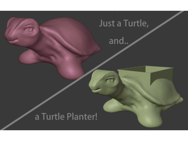 turtle planter cute flower pot simple vase 3D print model - Mito3D