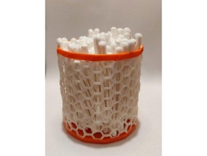 twisted dodecagon honeycomb basket cotton pencil holder qtip 3d print model - Mito3D