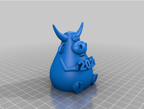 year symbol 4 2021 bull 3d print model - Mito3D