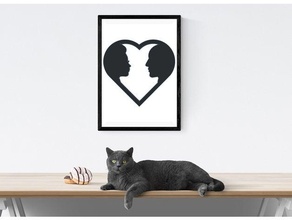 amore vi 2d parete arte cuore cuori 3d print model - Mito3D