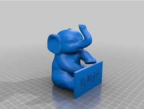 sitting elephant holding sign animal cute love romantic 3d print model - Mito3D