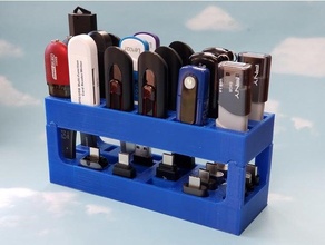 double-decker usb flash drive & adapter rack modular storage holder stick 3d print model - Mito3D