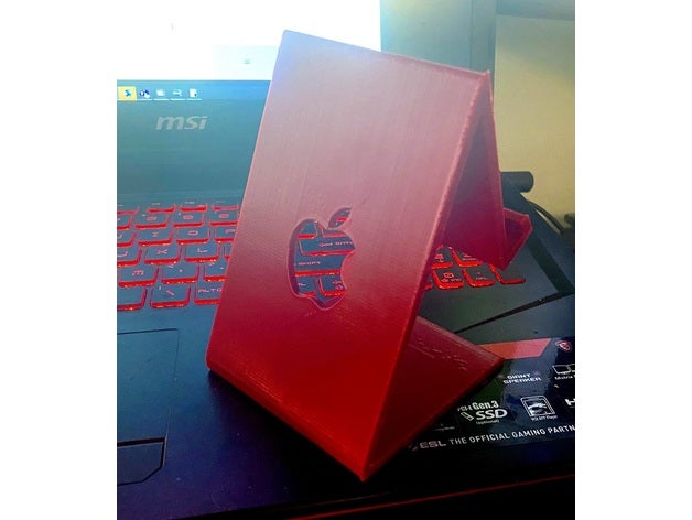 élégant téléphone supporter Pomme Android logos 3D print model - Mito3D