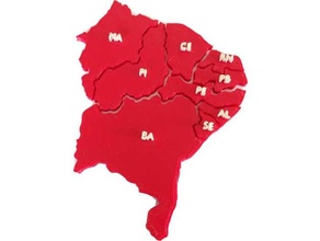 quebra cabe mapa nordeste brasil - puzzle northeast brazil geografia geografy map 3d print model - Mito3D