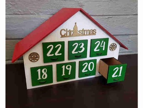 christmas advent box house lasercut 3d print model - Mito3D