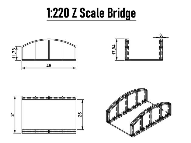 1 220 escala puente 3D print model - Mito3D