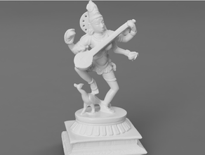 saraswati dançando pavão Deus deusa hindu Sarasvati 3d print model - Mito3D