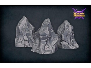 rocas glifos dnd dnd5e juego articulo magia apuntalar rpcks paisaje brujería mesa azar 3d print model - Mito3D