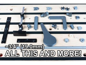 3 4'' 19mm 190mm bench dog set levers cams stops 19 mm 34inch 34 inch 96mm 96 antislip anti slip benchdog cam cookie leg lever locking millimeter millimeters nineteen plane planing raiser repeat riser sawing station standoff table quarter thumbscrew woodworking tools 3d print model - Mito3D