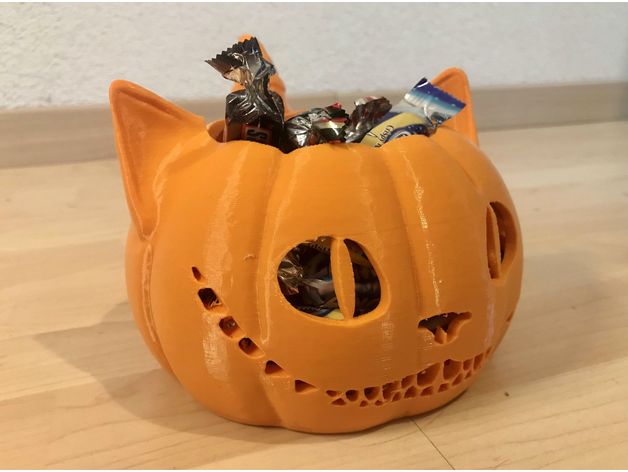 Cheshire chat citrouille bol Halloween 3D print model - Mito3D