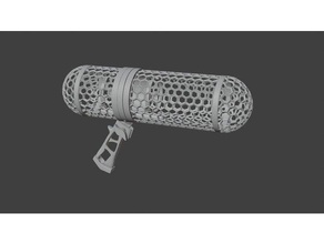 microphone blimp shock mount wind protection diy film making mic pistol grip rubberband shotgun skeleton windshield xlr slot 3d print model - Mito3D