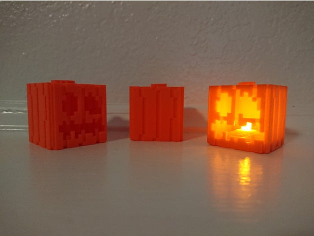 minecraft themed zucca jack lanterns Halloween lantern guidato luce Minecraft giocattolo 3D print model - Mito3D