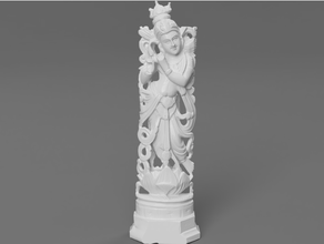 Krishna jouant flûte bois santal sculpture Dieu lièvre hindou hindouisme Inde Indien Krsna 3d print model - Mito3D