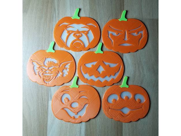 3 color pumpkin face halloween decoration krbis 3D print model - Mito3D