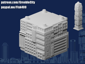Greeblecity cyberpunk alto pilas piso ciudad verde 3d print model - Mito3D
