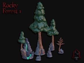 openfoliage rocky forest inserts tabletop terrain wargaming 3d print model - Mito3D