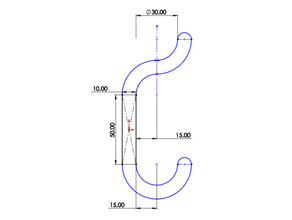 30mm recorvar Saco gancho curva doble curvatura sencillo 3d print model - Mito3D