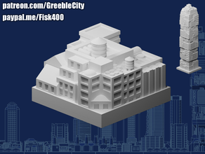 Greeblecity cyberpunk alto pilas ciudad verde 3d print model - Mito3D