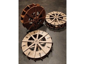 roue aubes moulin water wheel medium plywood 3mm 3d print model - Mito3D