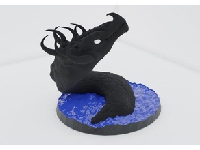 water dragon bust creature dragons dungeons 3d print model - Mito3D