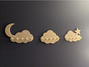 bulut ay star duvar kancalar eğilmek Bowden bulutlar asmak hangar askı kanca ayakta durmak binmek monte 3d print model - Mito3D