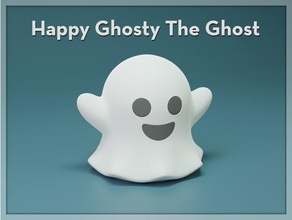 happy ghosty ghost cute decoration figurine glow dark halloween smile smiling 3d print model - Mito3D