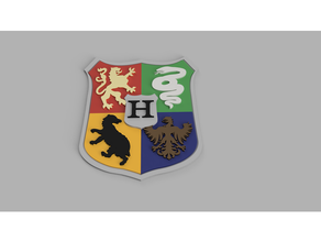 Hogwarts cresta affettato Grifondoro Harry Potter vasaio Tassorosso logo corvonero Serpeverde 3d print model - Mito3D