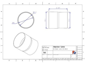 adaptatör aspiratör siklon 55mm vers 53mm 3d print model - Mito3D